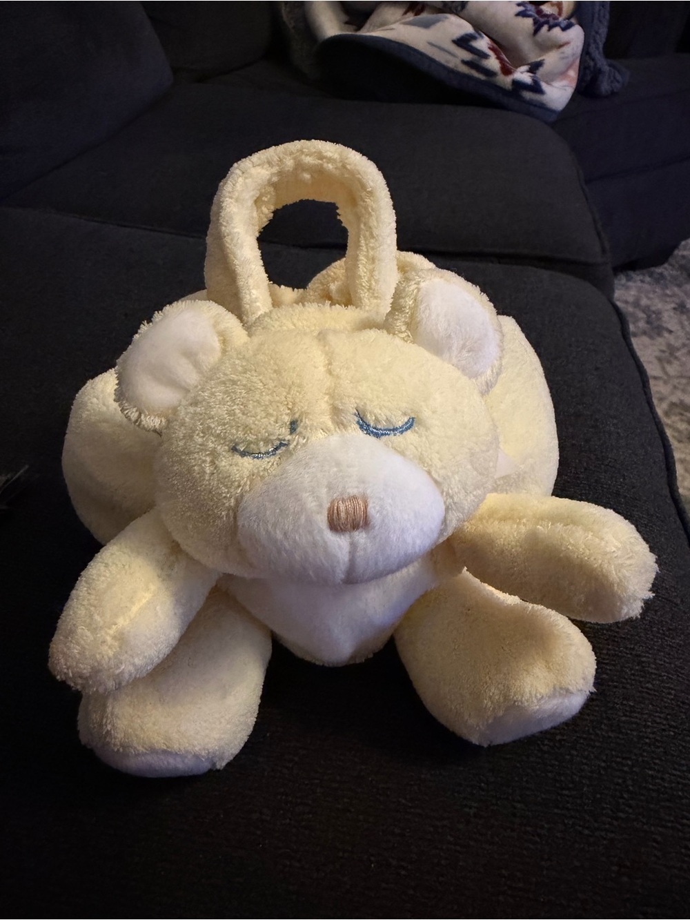 Le Top Cream and White Sleepy Bear Plush Bag